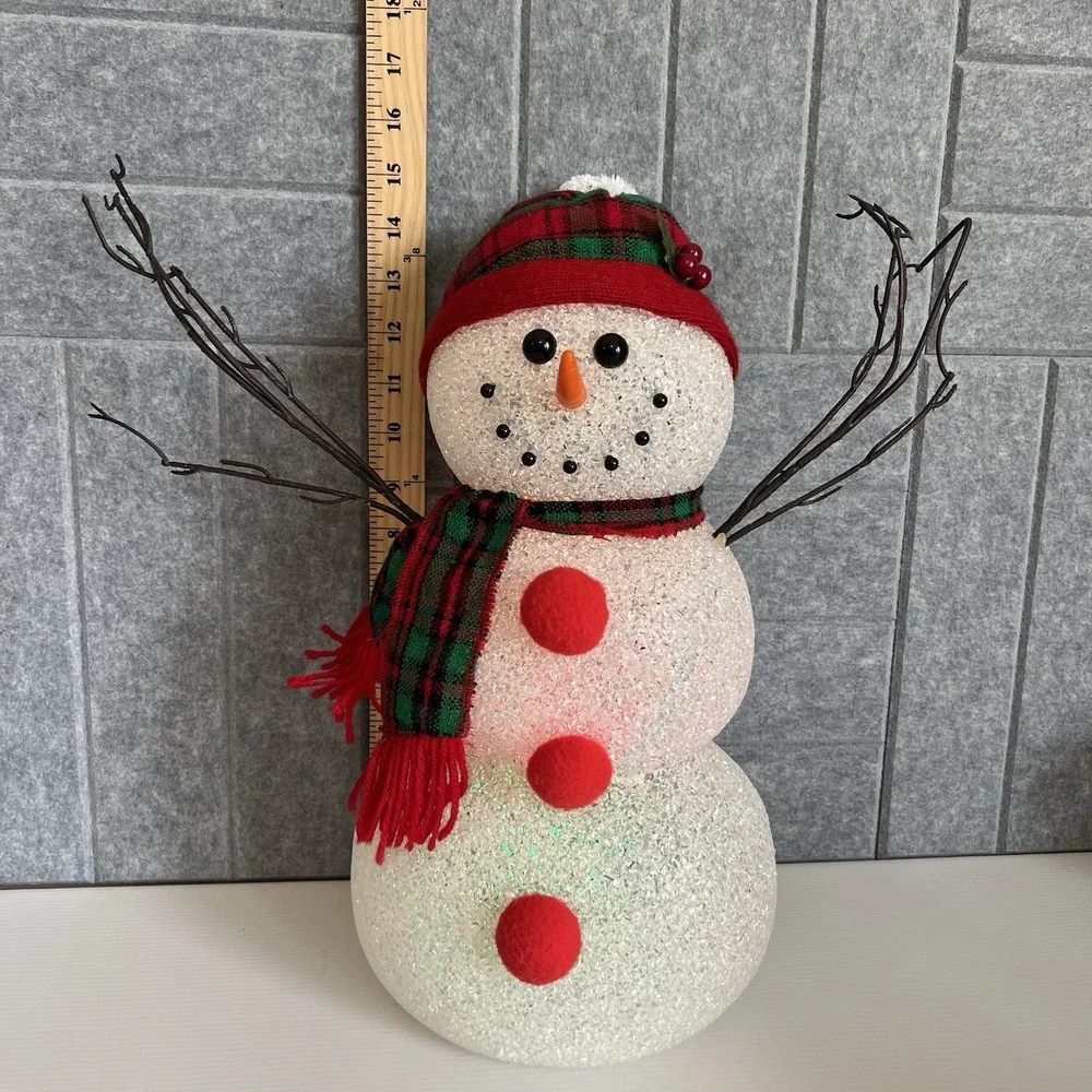Vintage Melted Popcorn Snowman Color Changing Large 15
